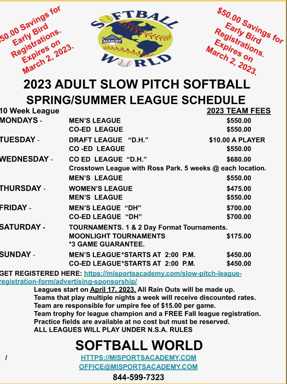 League Schedules TSA Softball World